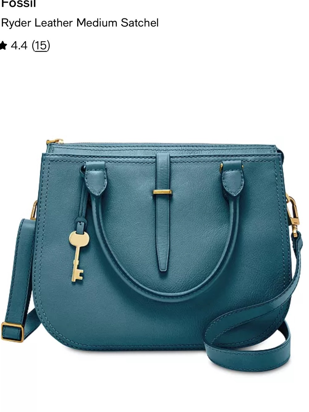 Fossil Ryder Satchel in Dusty Blue Leather with Brass Hardware